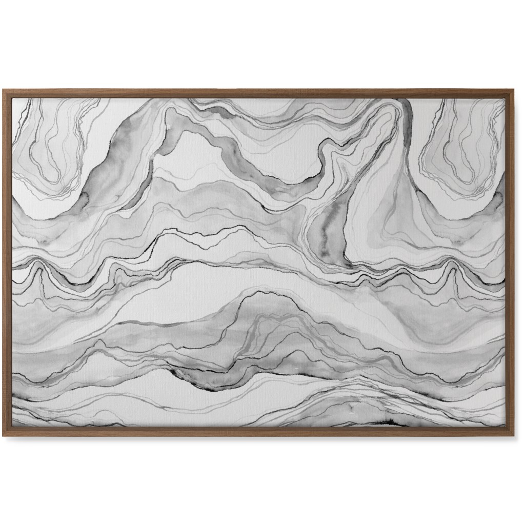 Watercolor Marble Wall Art, Natural, Single piece, Canvas, 24x36, Gray