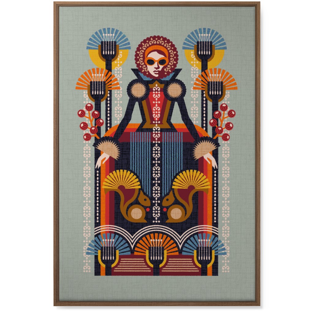 Folk Art Lady - Multi Wall Art, Natural, Single piece, Canvas, 24x36, Multicolor