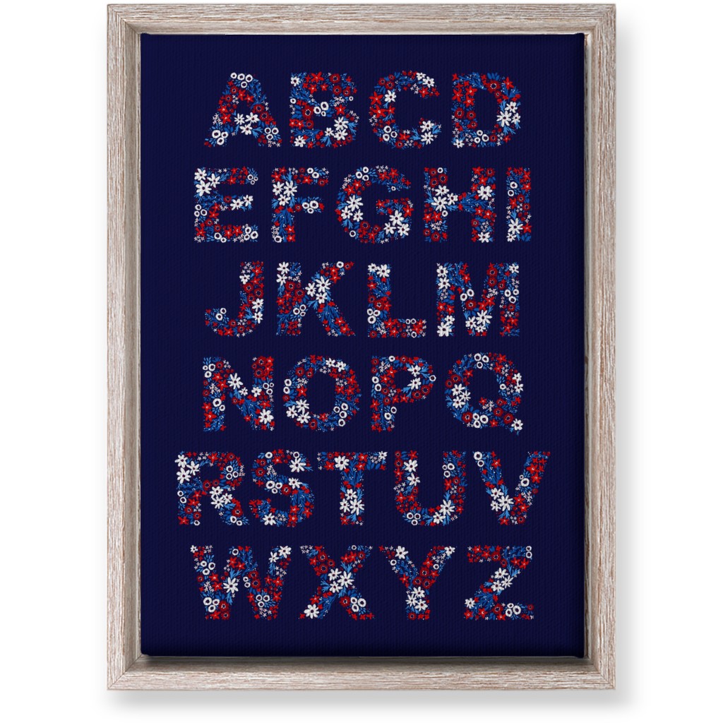 Rustic Wildflower Alphabet Wall Art, Rustic, Single piece, Canvas, 10x14, Blue, Charcoal