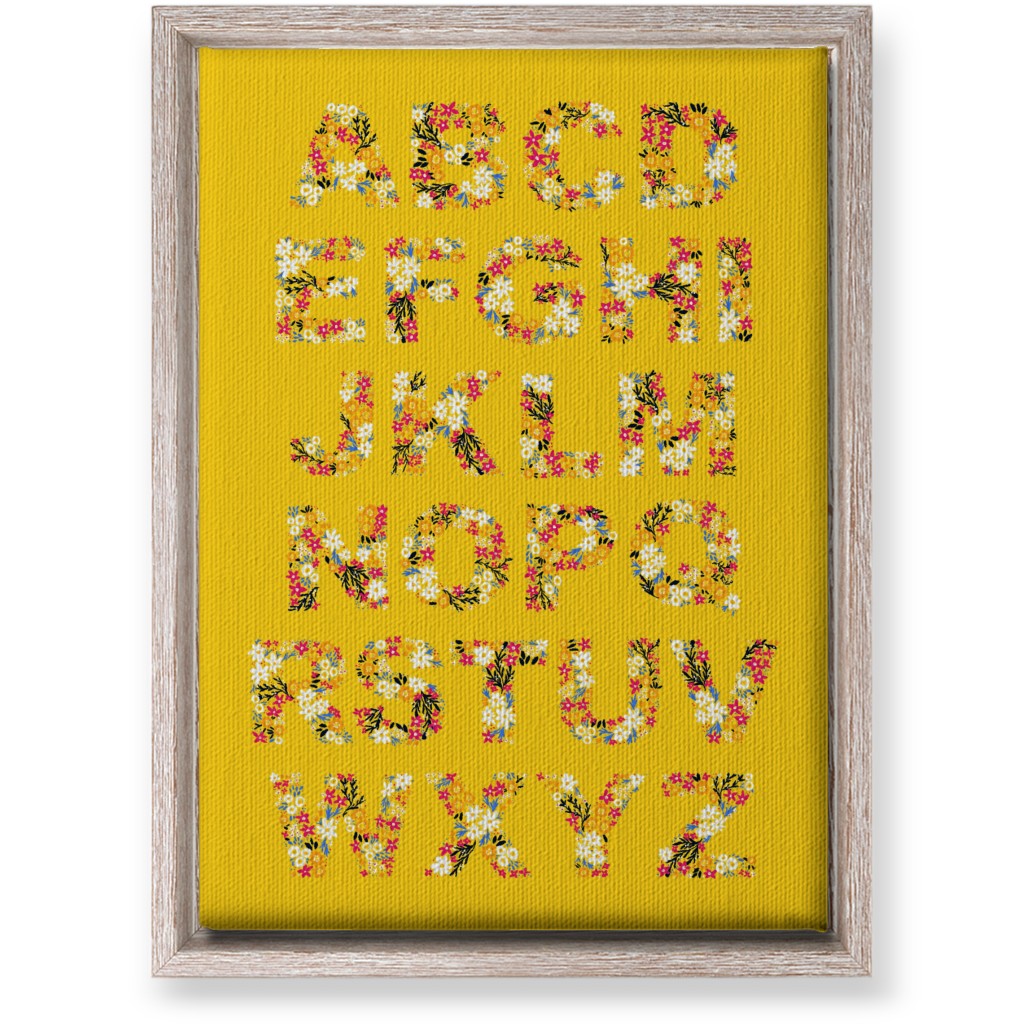 Rustic Wildflower Alphabet Wall Art, Rustic, Single piece, Canvas, 10x14, Yellow, Dandelion
