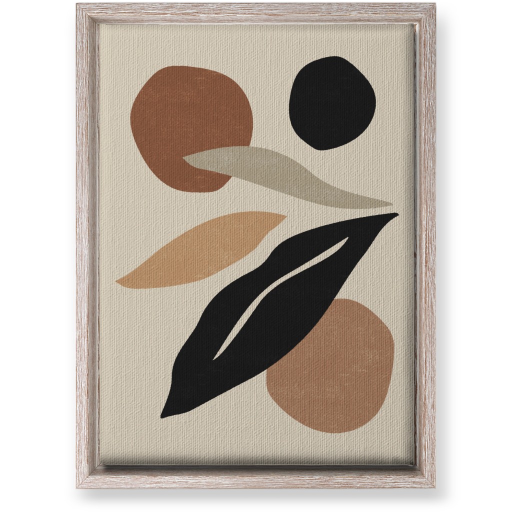 Abstract Shape and Leaf Collage - Neutral Wall Art, Rustic, Single piece, Canvas, 10x14, Beige, Pearl