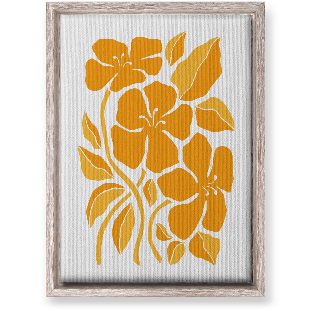 Minimalist Block Hibiscus Floral - Yellow Wall Art, Rustic, Single piece, Canvas, 10x14, Orange, Orange
