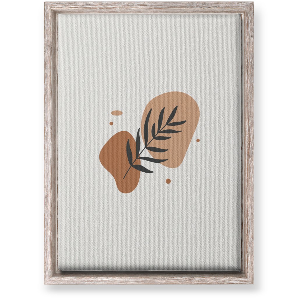 Shapes and Fern Leaf Wall Art, Rustic, Single piece, Canvas, 10x14, Orange