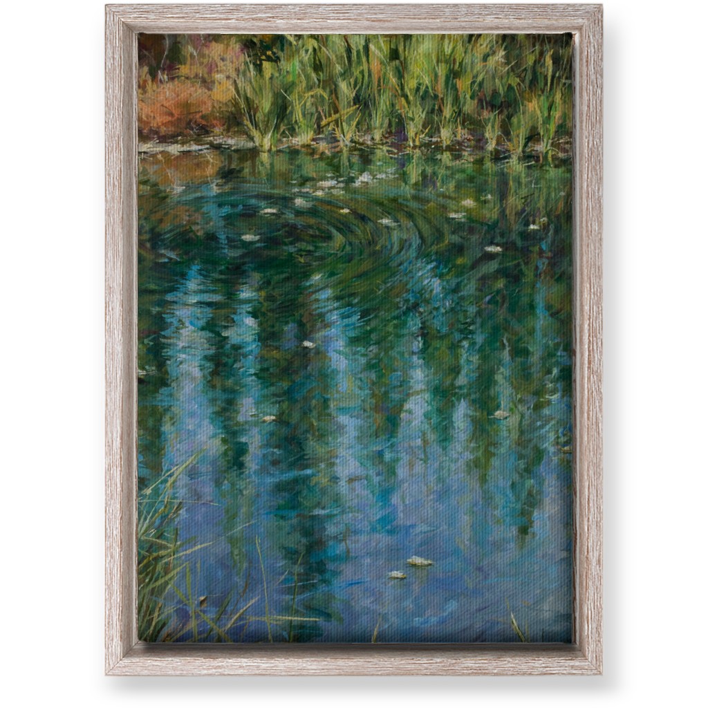 October Reflections Painting Wall Art, Rustic, Single piece, Canvas, 10x14, Green