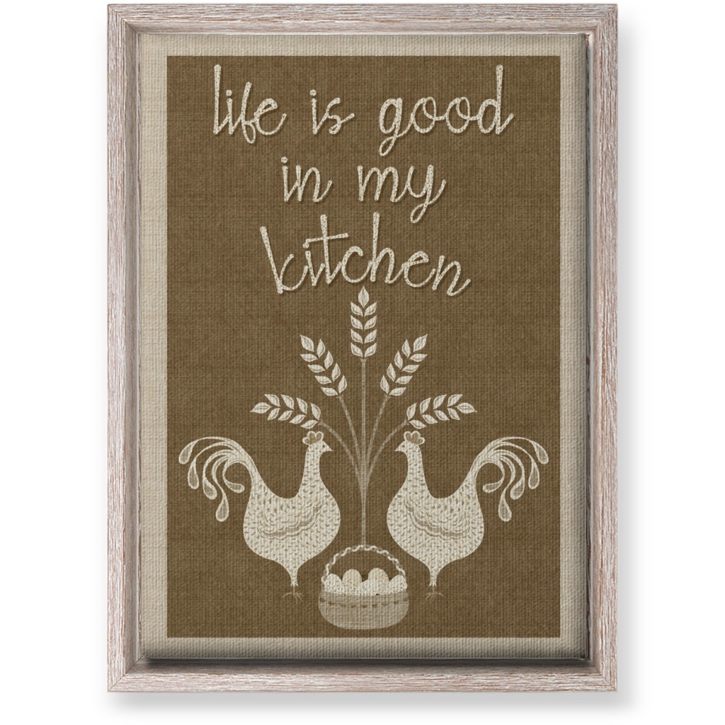 in My Kitchen Vintage Chickens - Brown Wall Art, Rustic, Single piece, Canvas, 10x14, Brown