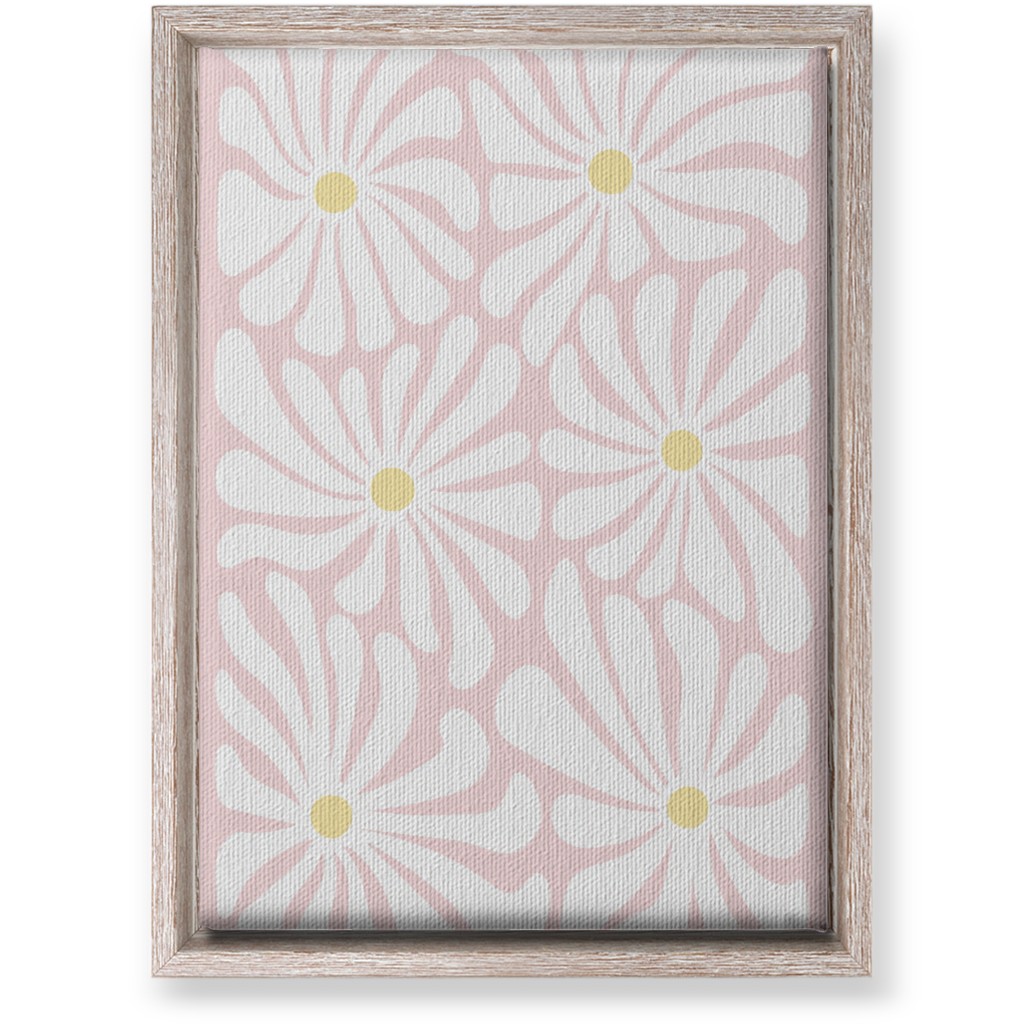 Retro Daisies Wall Art, Rustic, Single piece, Canvas, 10x14, Pink