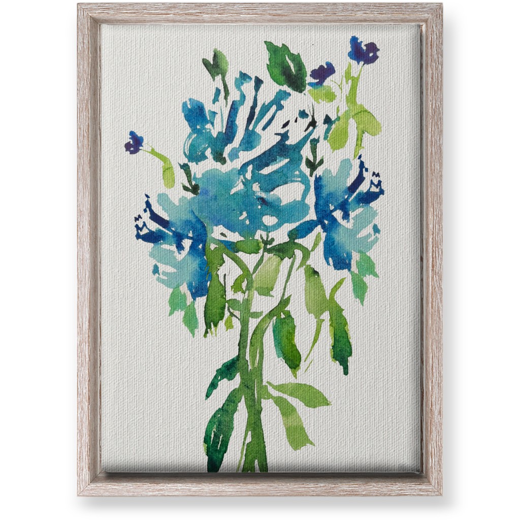 Watercolor Florals - Blue Wall Art, Rustic, Single piece, Canvas, 10x14, Blue