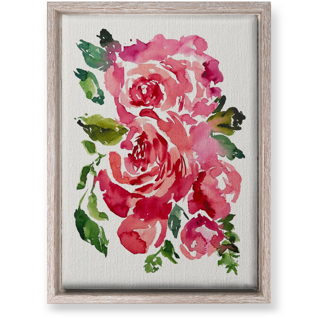 Watercolor Roses - Red Wall Art, Rustic, Single piece, Canvas, 10x14, Pink