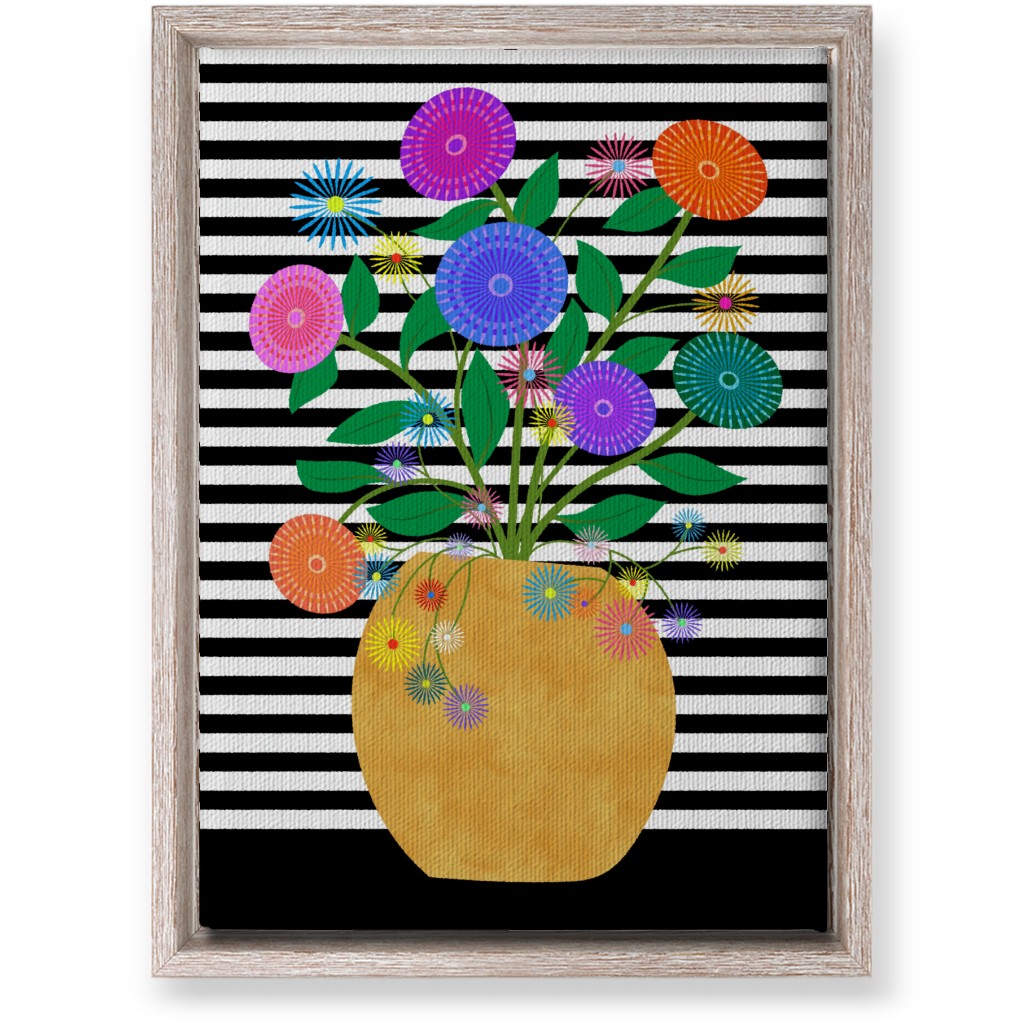 Striped Vase With Flowers - Multi Wall Art, Rustic, Single piece, Canvas, 10x14, Multicolor