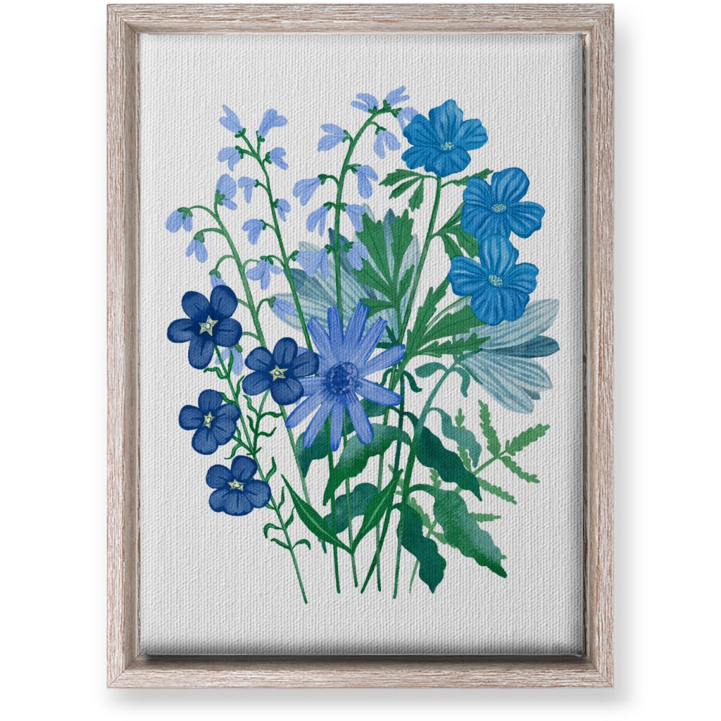 Bouquet of Flowers - Blue Wall Art, Rustic, Single piece, Canvas, 10x14, Blue