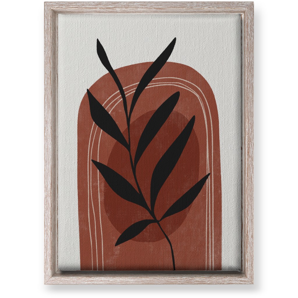 Abstract Leaf Sunrise - Terracotta and Ivory Wall Art, Rustic, Single piece, Canvas, 10x14, Brown, Brown
