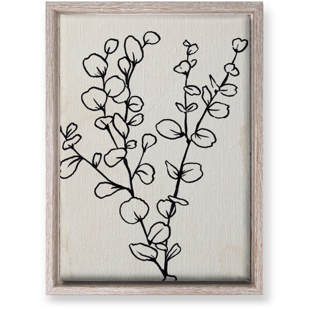 Vintage Eucalyptus Sketch - Beige and Black Wall Art, Rustic, Single piece, Canvas, 10x14, Beige, Pearl