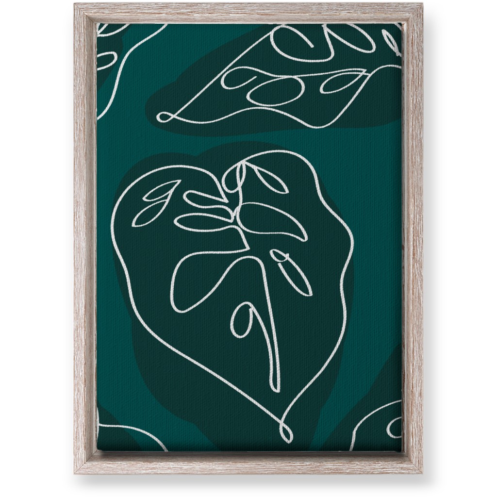 Minimalist Modern Line Art Monstera - Green Wall Art, Rustic, Single piece, Canvas, 10x14, Green
