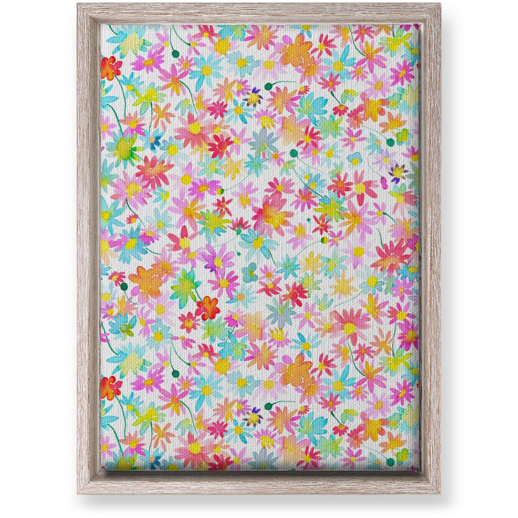 Spring Watercolor Daisies - Multi Wall Art, Rustic, Single piece, Canvas, 10x14, Multicolor