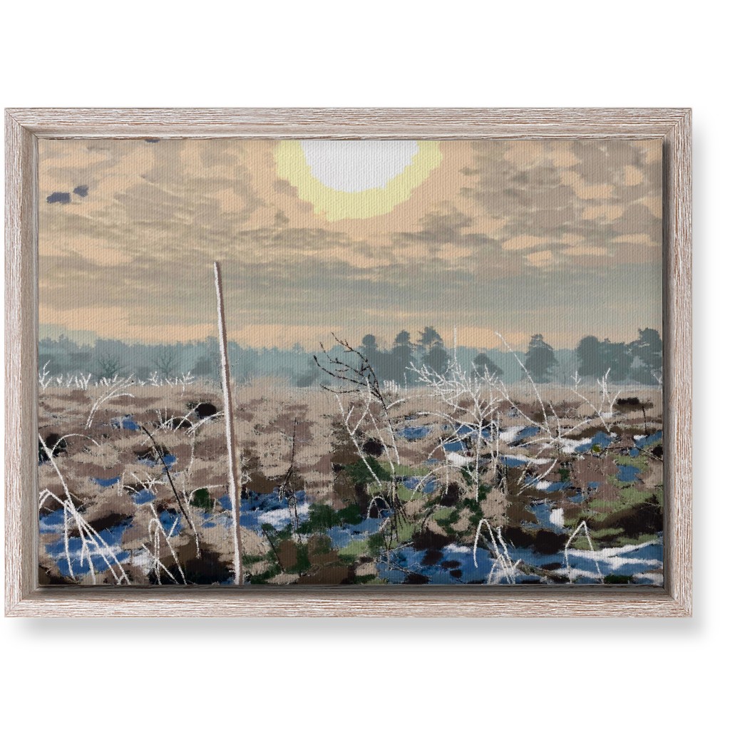 Winter Sun Over the Marsh Wall Art, Rustic, Single piece, Canvas, 10x14, Blue