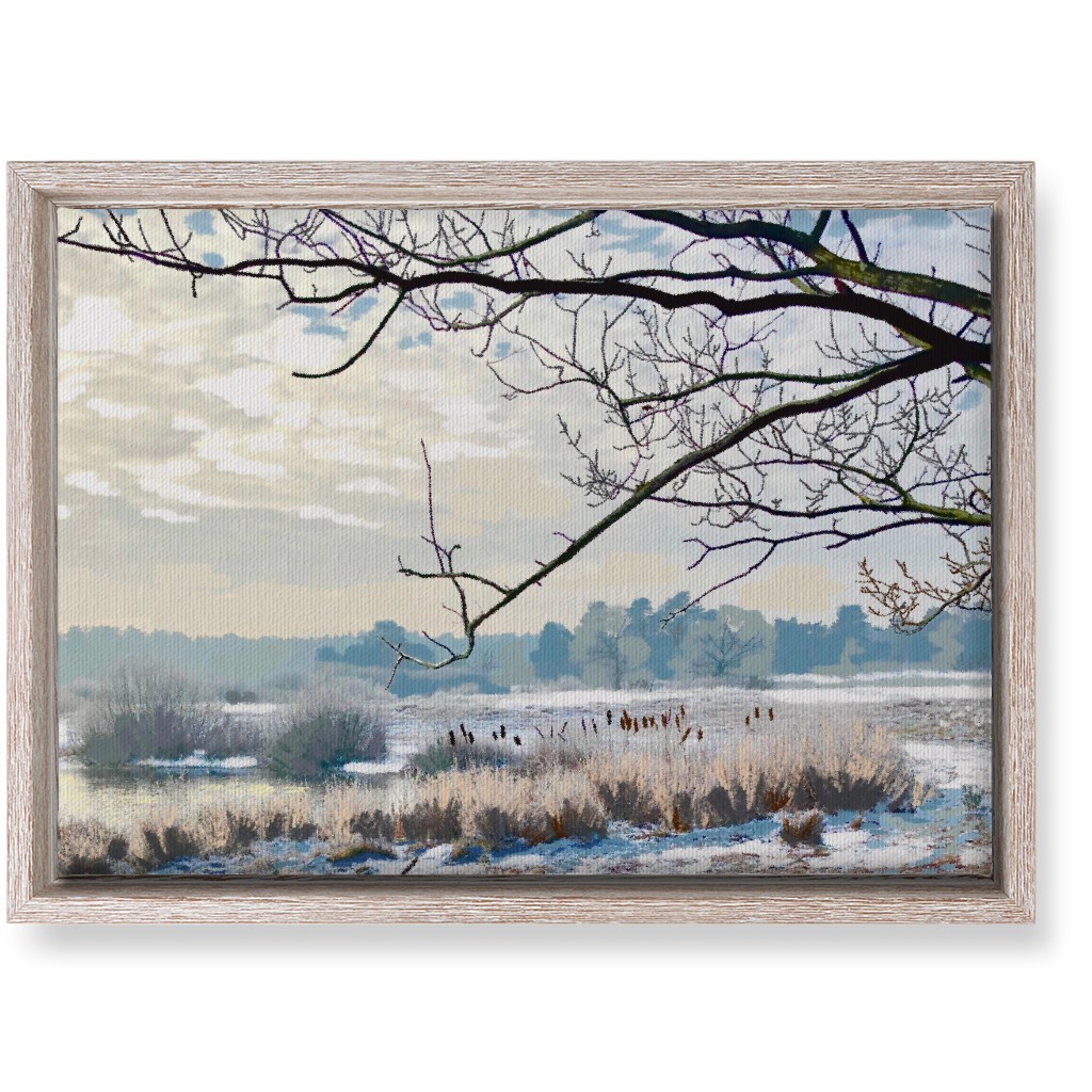 Winter Marsh With Trees Wall Art, Rustic, Single piece, Canvas, 10x14, Blue, True Blue