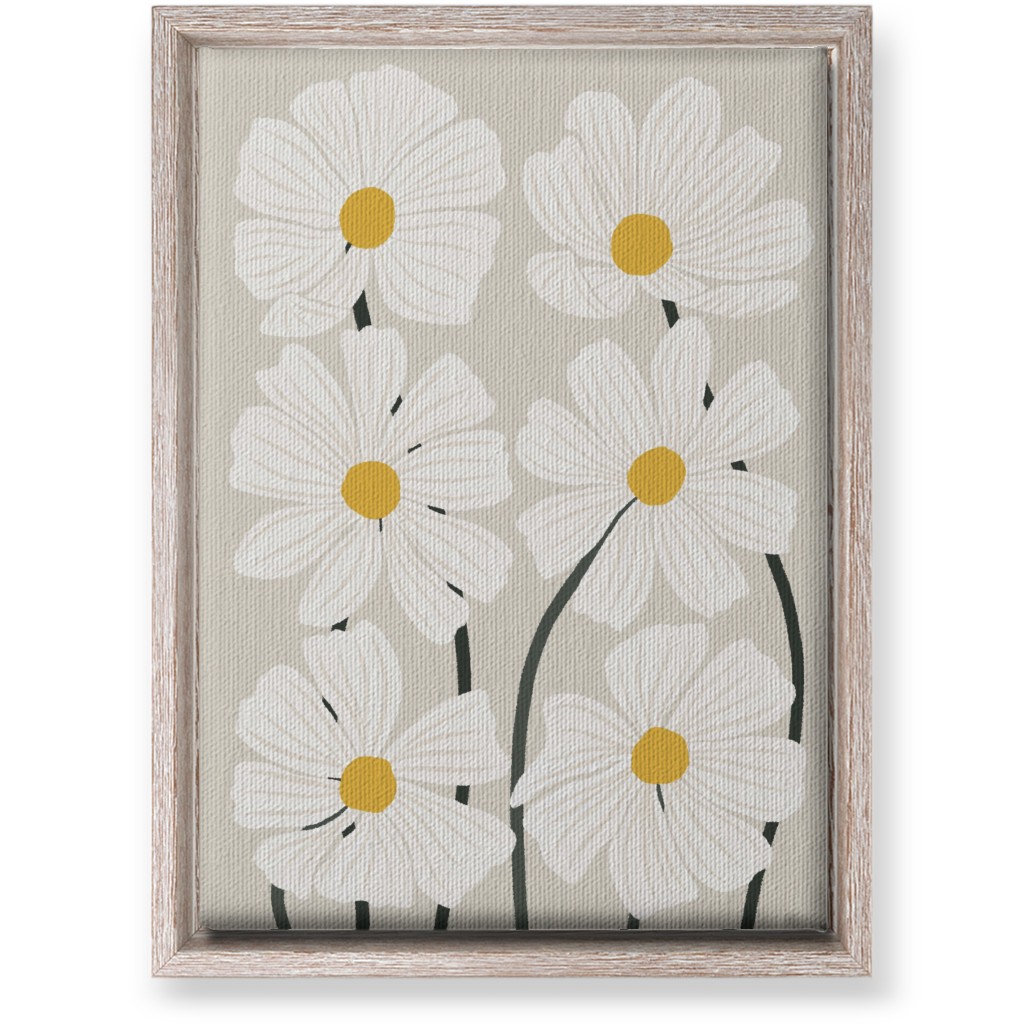 Botanical Cosmos Flowers Wall Art, Rustic, Single piece, Canvas, 10x14, Beige, White