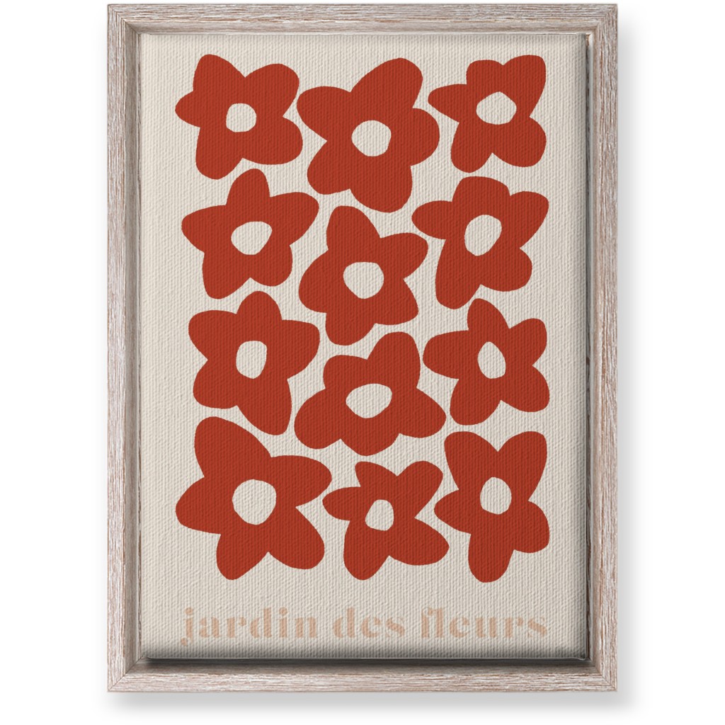 Botanical Graphic Retro Flower Garden Wall Art, Rustic, Single piece, Canvas, 10x14, Red