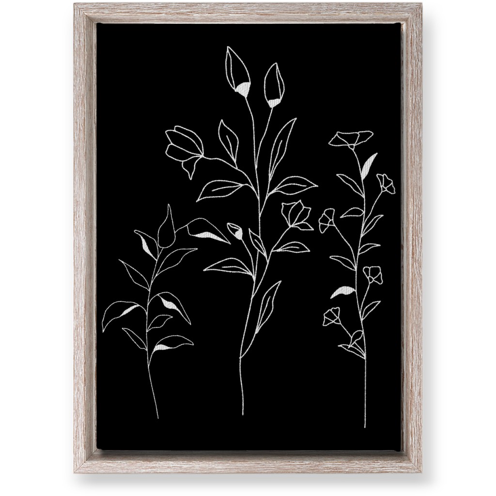 Wildflower Botanical - Black and White Wall Art, Rustic, Single piece, Canvas, 10x14, Black, Black