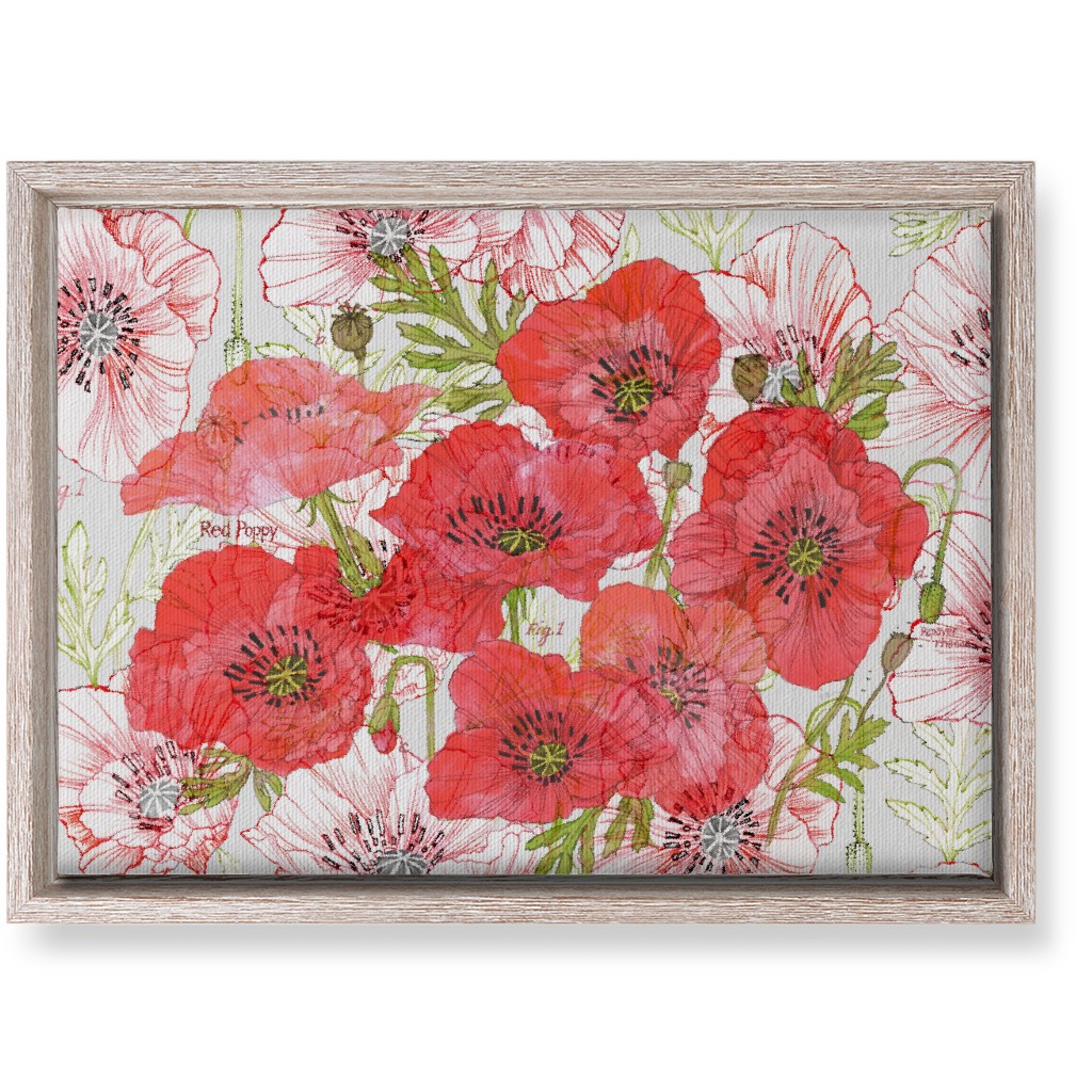 Poppy Romance - Red Wall Art, Rustic, Single piece, Canvas, 10x14, Red