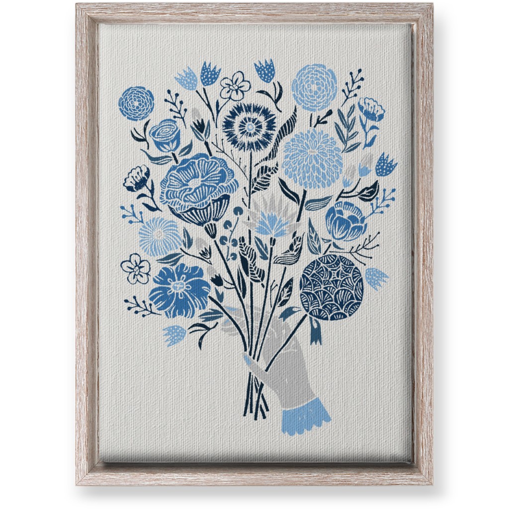Bouquet in Hand - Blue Wall Art, Rustic, Single piece, Canvas, 10x14, Blue