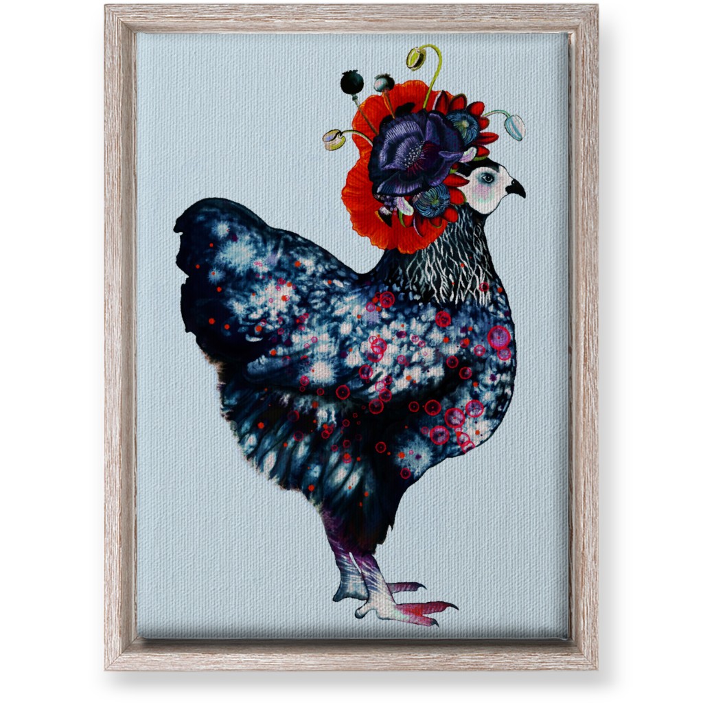 Poppycock - Floral Chicken Wall Art, Rustic, Single piece, Canvas, 10x14, Multicolor