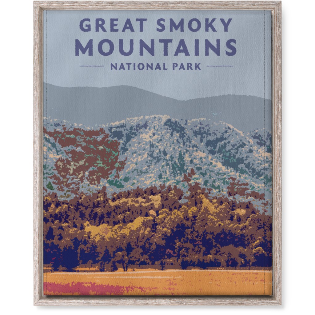 Great Smoky Mountains Wall Art, Rustic, Single piece, Canvas, 16x20, Blue, True Blue