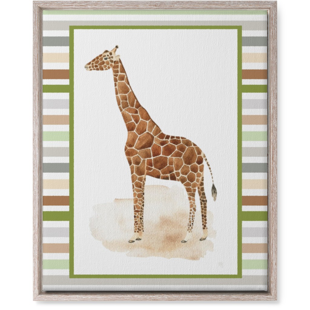 Jungle Safari Animals and Stripes Giraffe Wall Art, Rustic, Single piece, Canvas, 16x20, Multicolor