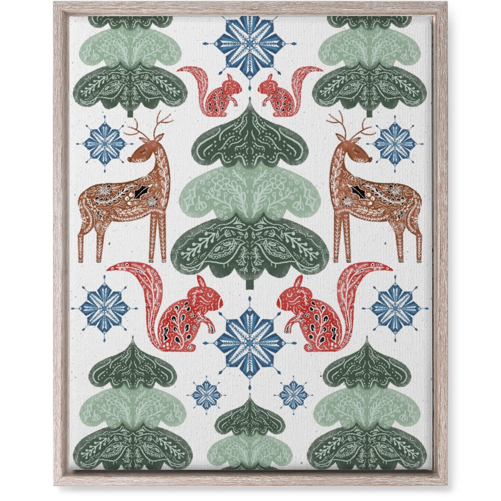 Scandi Woodland Forest & Animals - Green Wall Art, Rustic, Single piece, Canvas, 16x20, Green