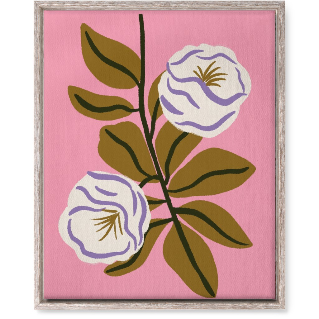 White Bulb Flower - Multi on Pink Wall Art, Rustic, Single piece, Canvas, 16x20, Pink