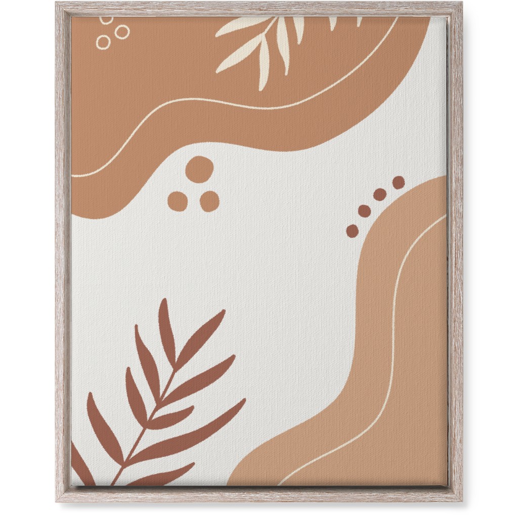 Fern Leaves and Abstract Shapes - Neutral Wall Art, Rustic, Single piece, Canvas, 16x20, Orange