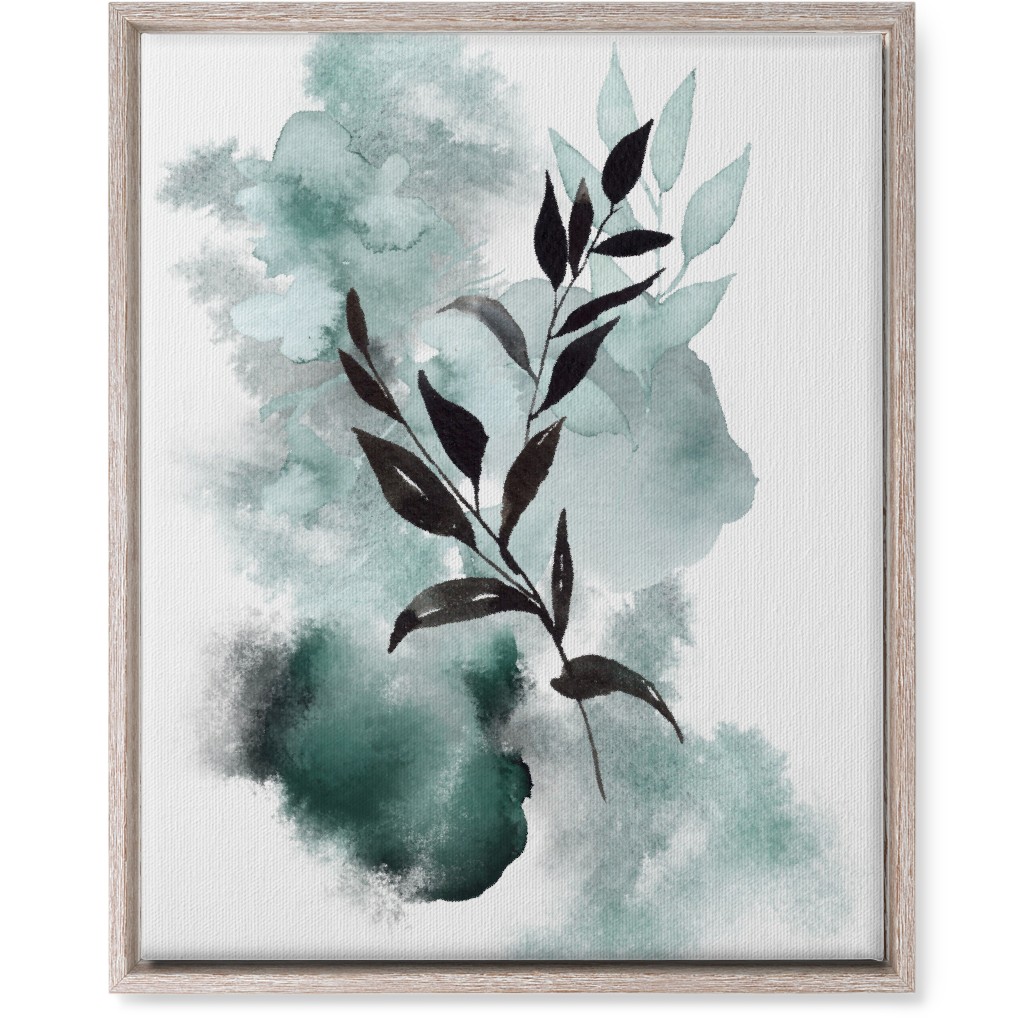 Watercolor Abstract Botanical Wall Art, Rustic, Single piece, Canvas, 16x20, Green, Ink Spot