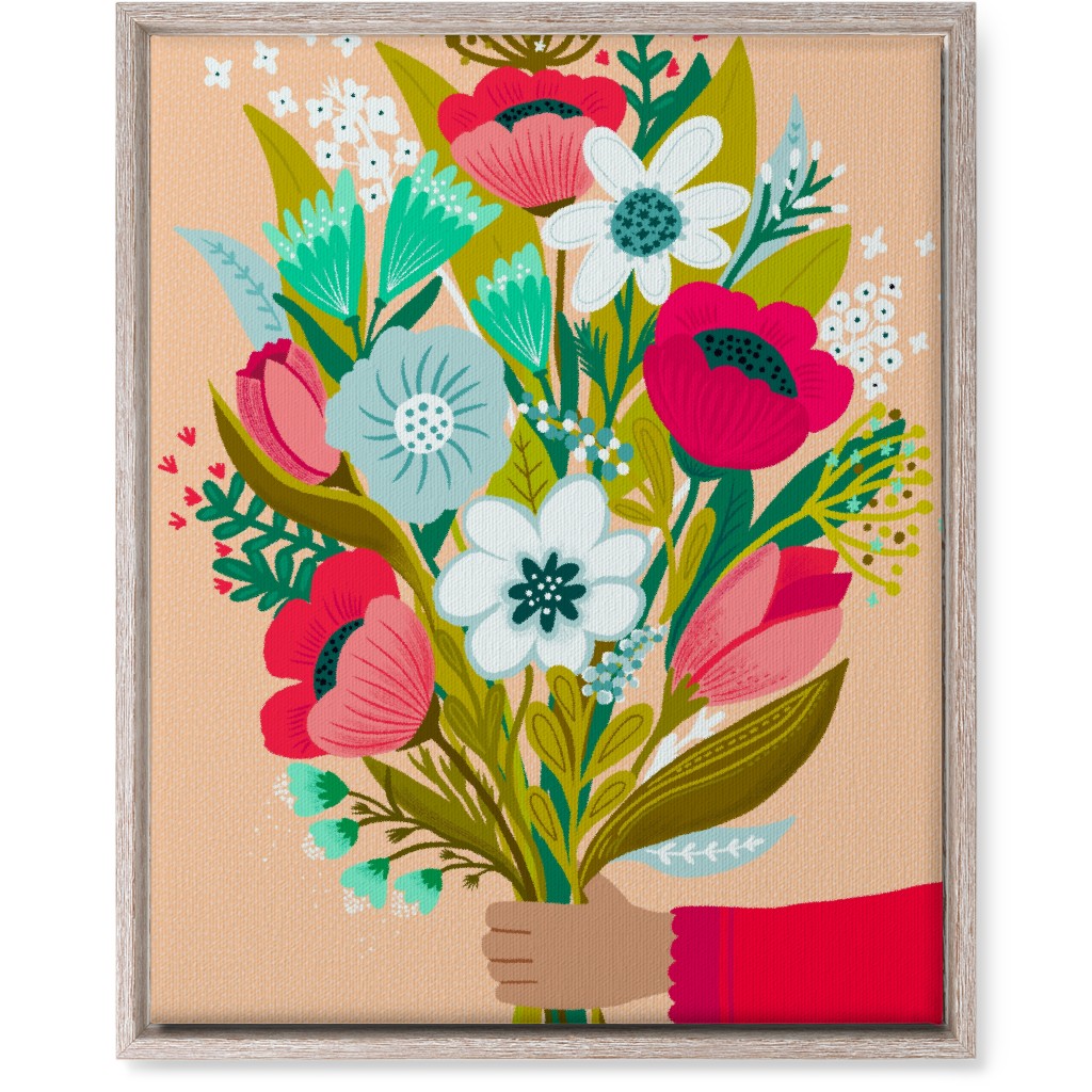 Happy Day Bunch - Multi on Pink Wall Art, Rustic, Single piece, Canvas, 16x20, Multicolor