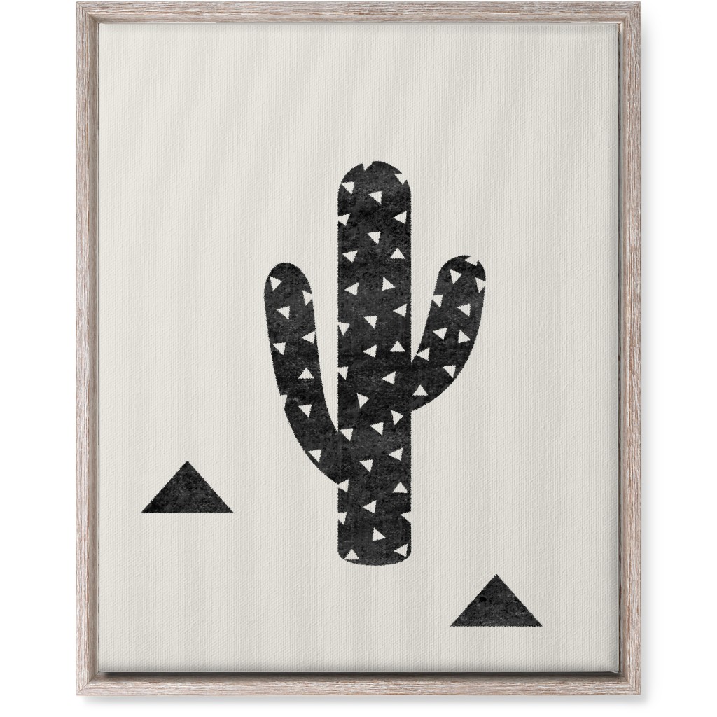 Cactus - Black and White Wall Art, Rustic, Single piece, Canvas, 16x20, Beige