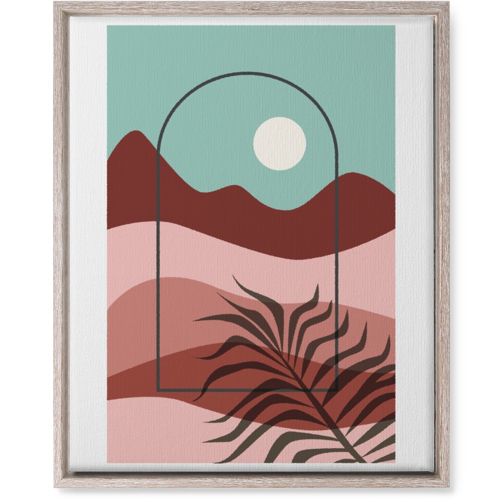 Floating Frame Abstract Mountain Landscape Wall Art, Rustic, Single piece, Canvas, 16x20, Multicolor