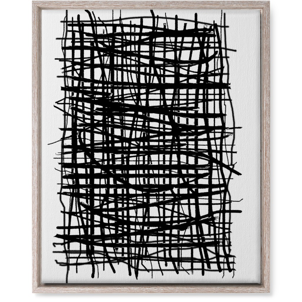 Woven Abstraction - Black on White Wall Art, Rustic, Single piece, Canvas, 16x20, Black