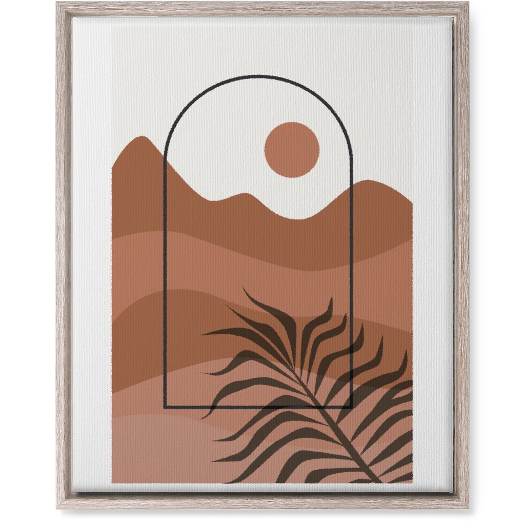 Floating Frame Abstract Mountain Landscape Wall Art, Rustic, Single piece, Canvas, 16x20, Red