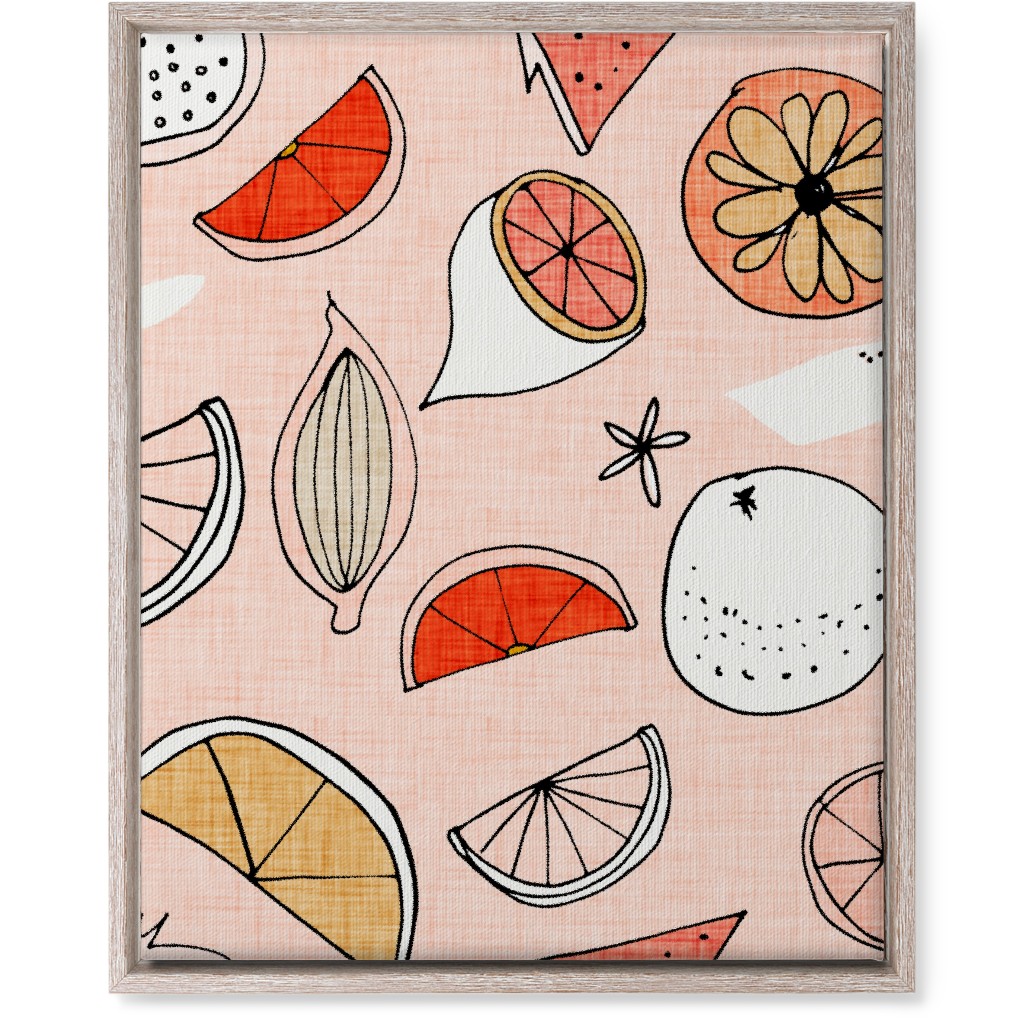 Pop Mod Fruits - Pink Wall Art, Rustic, Single piece, Canvas, 16x20, Pink