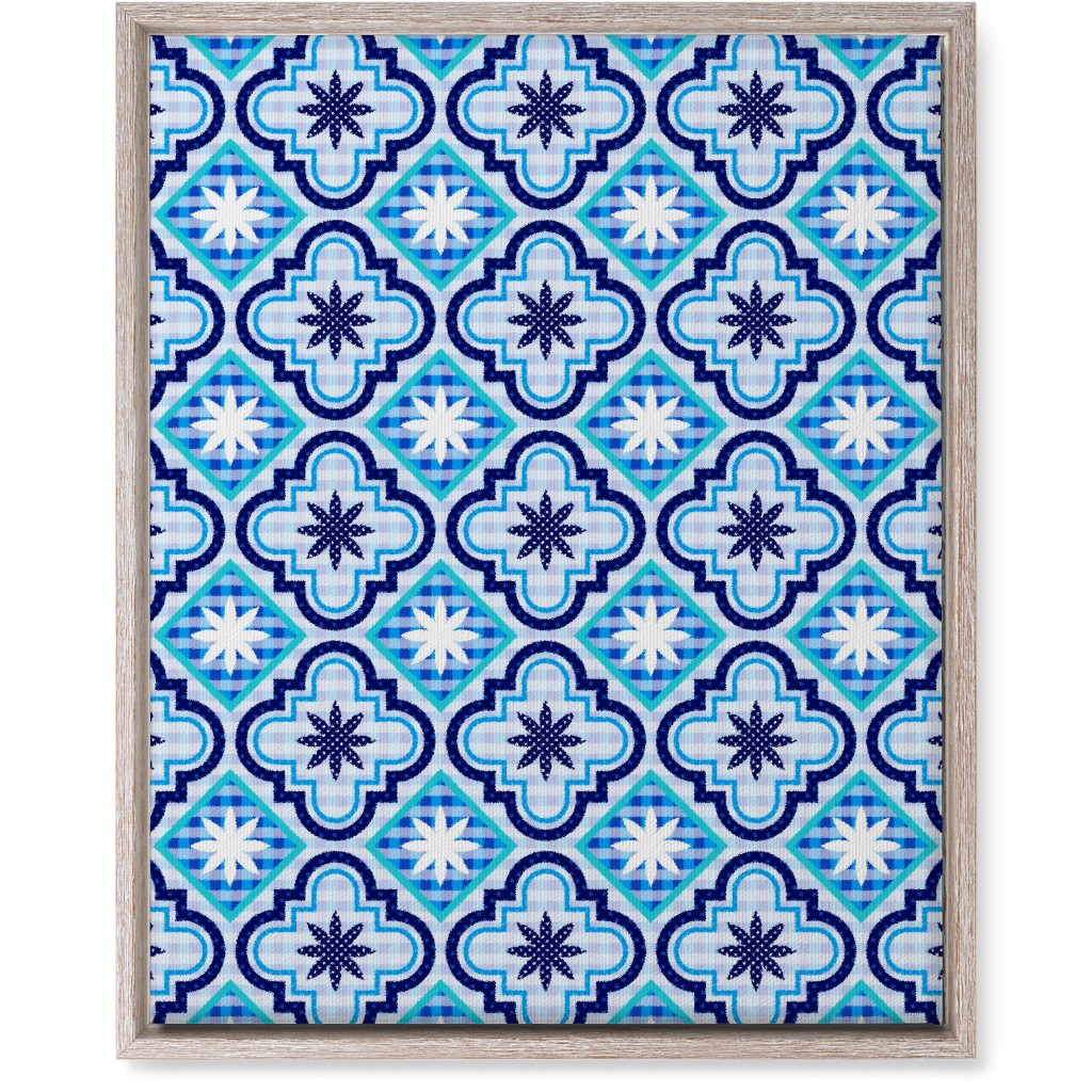 Tile Patchwork - Blue Wall Art, Rustic, Single piece, Canvas, 16x20, Blue