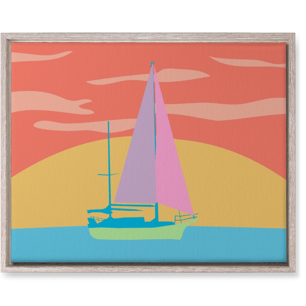 Minimalist Sunset Sail - Bold Wall Art, Rustic, Single piece, Canvas, 16x20, Multicolor