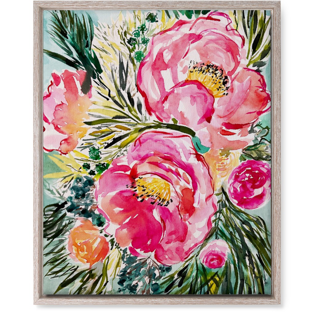 Aria Floral - Pink Wall Art, Rustic, Single piece, Canvas, 16x20, Pink