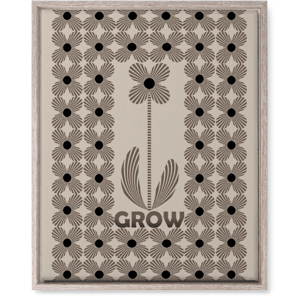 Grow Modern Flower - Beige and Black Wall Art, Rustic, Single piece, Canvas, 16x20, Beige, Pearl