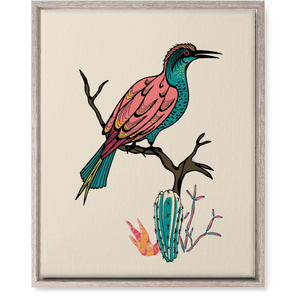 Bird on Branch - Multi Wall Art, Rustic, Single piece, Canvas, 16x20, Beige