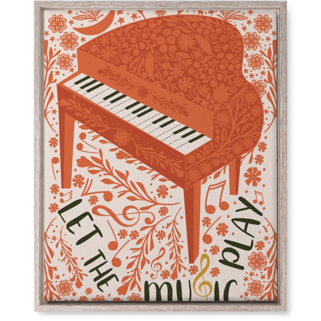 Let the Music Play - Red Wall Art, Rustic, Single piece, Canvas, 16x20, Pink