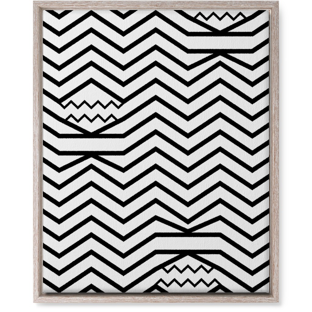 Wavy Lines - Black and White Wall Art, Rustic, Single piece, Canvas, 16x20, Black
