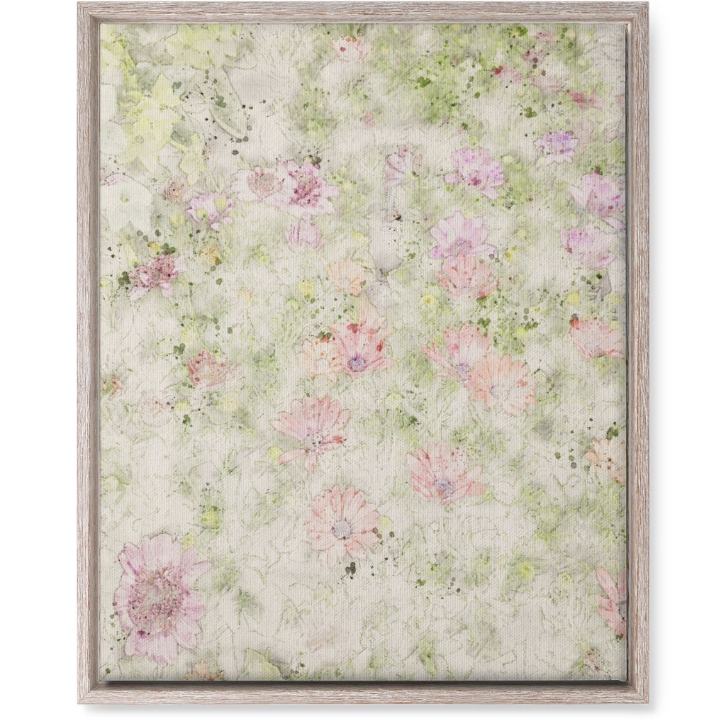 Watercolor Floral - Beige and Pink Wall Art, Rustic, Single piece, Canvas, 16x20, Beige