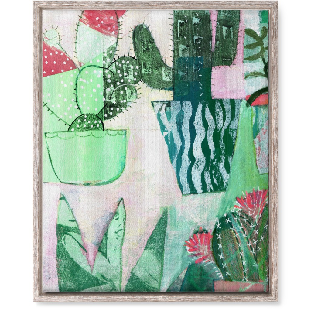 Cactus Collage - Green Wall Art, Rustic, Single piece, Canvas, 16x20, Green, Classic Green