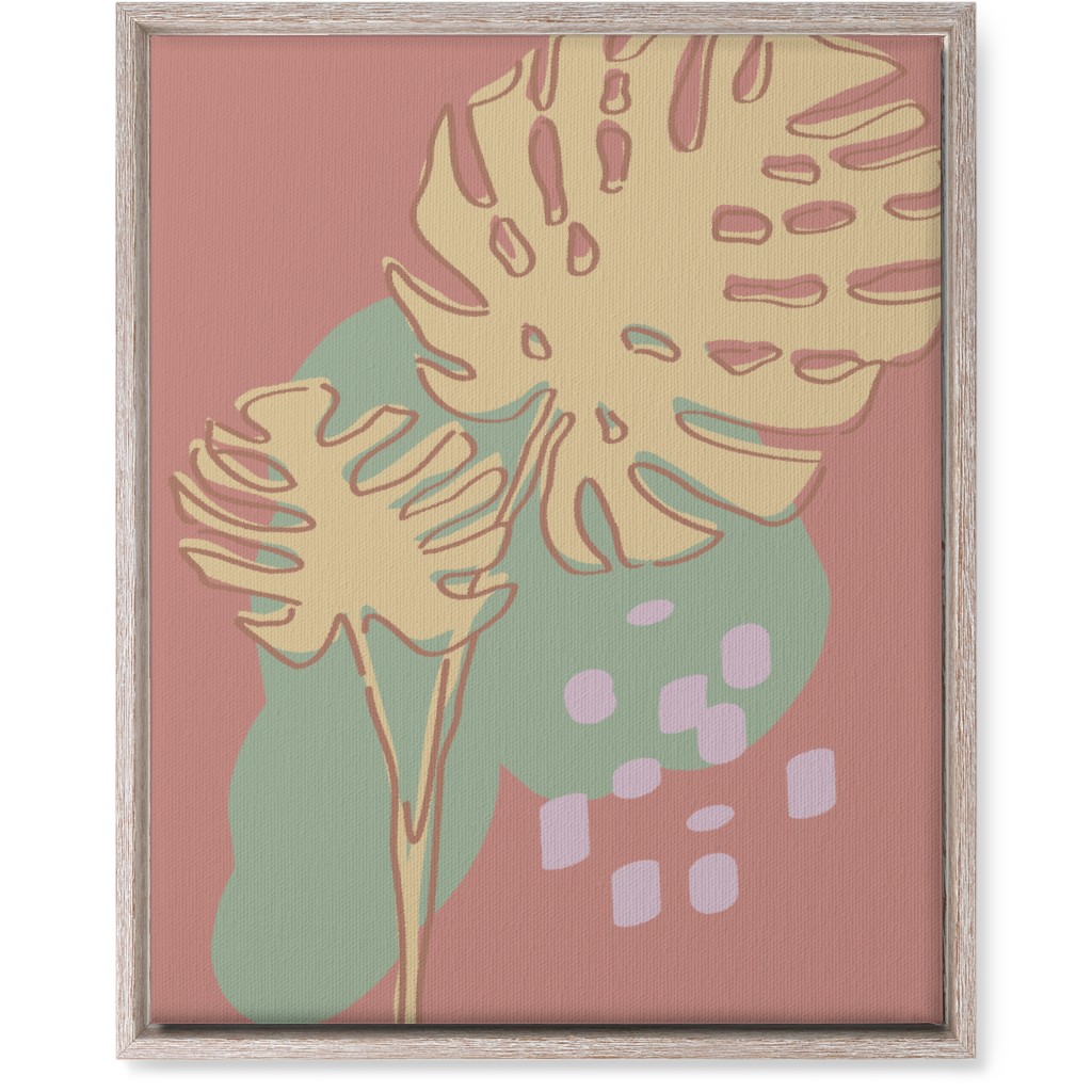 Modern Monstera Leaf - Pink Wall Art, Rustic, Single piece, Canvas, 16x20, Brown, Brown