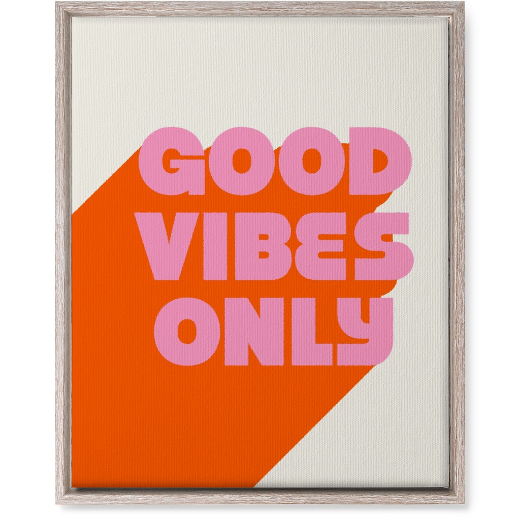 Good Vibes Only - Orange and Pink Wall Art, Rustic, Single piece, Canvas, 16x20, Red, Red