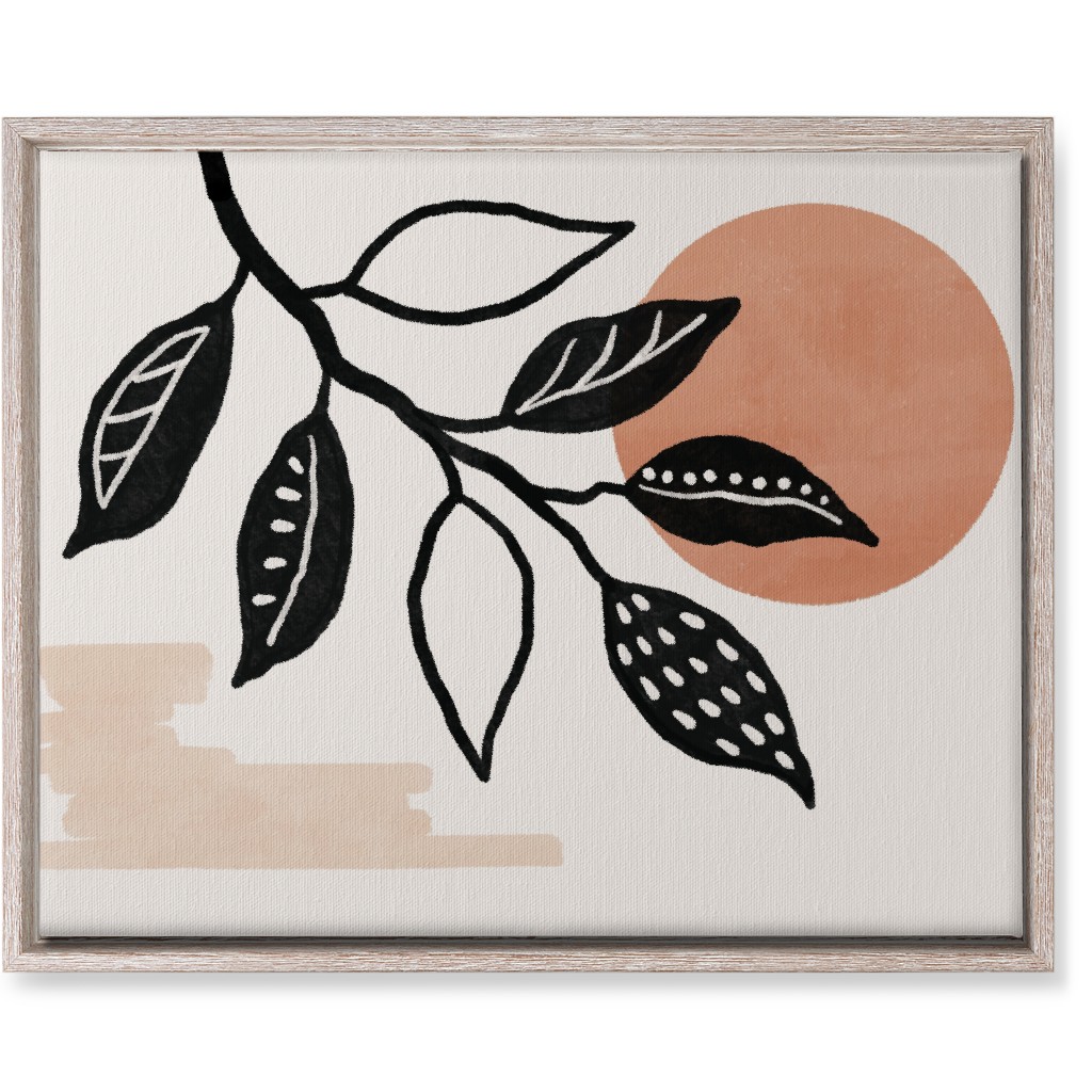 Sunset and Leaves Wall Art, Rustic, Single piece, Canvas, 16x20, Beige